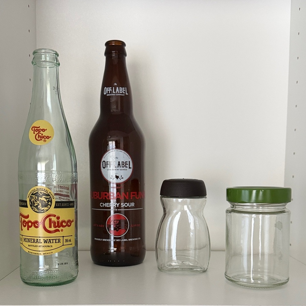 Cherry Sour Brown Glass Bottle - Random Jars with Lid - Upcycle Craft - DIY